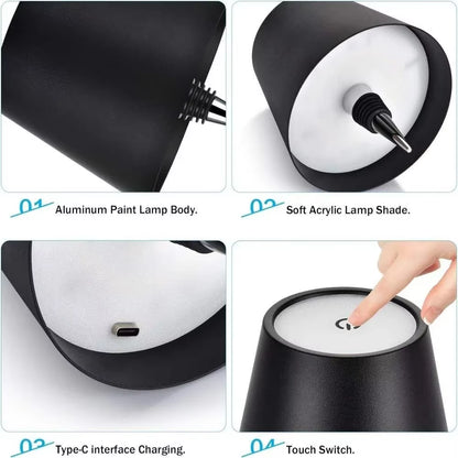 Rechargeable Glass Bottle Light - Touch Control,Wireless & Cordless,3 Lighting Modes,Abs Lamp Body,Muted Ambient Light for Home